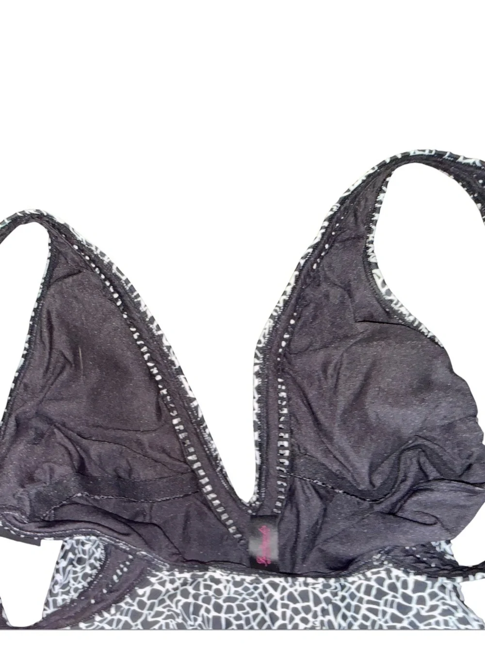 NWT Frederick’s of Hollywood Capri One Piece Swimsuit XL Black White Plunge